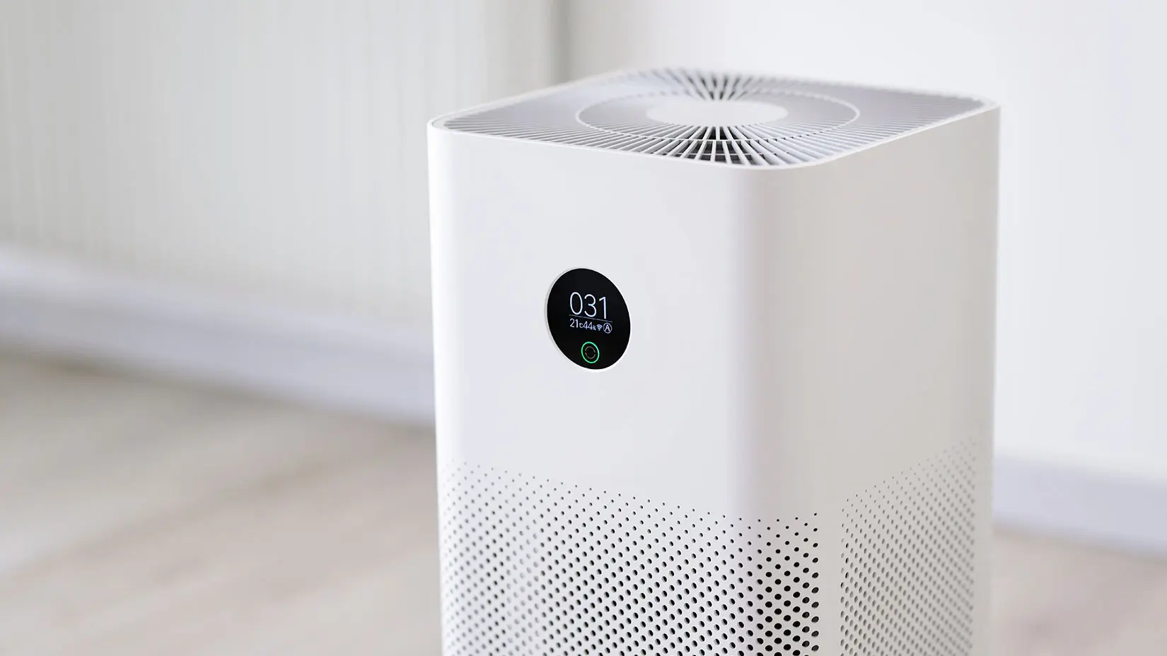Image of a white air purifier.