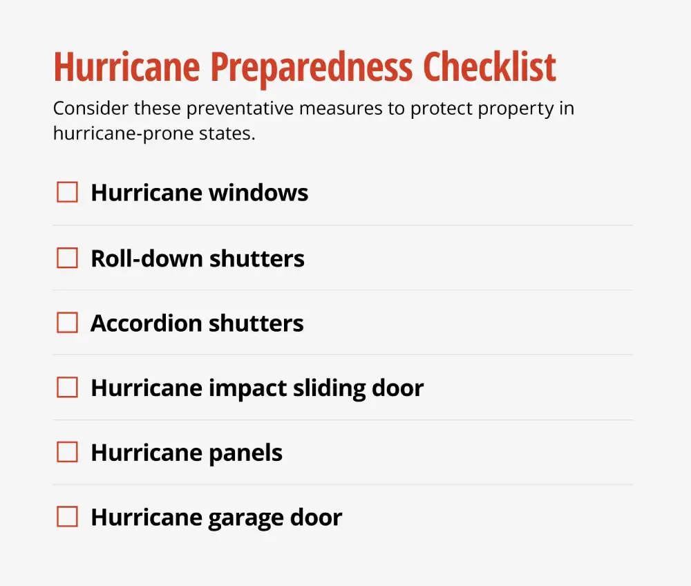 Checklist of items for hurricane preparedness.