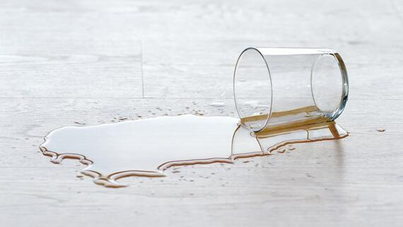 Spilled water glass.